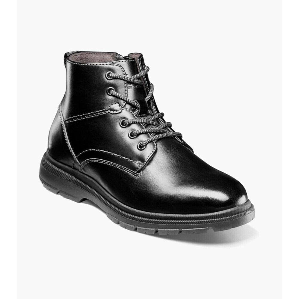New Florsheim LOOKOUT JR. Plain Toe Lace Up Dress Boot Big Boys Youth 7 Black